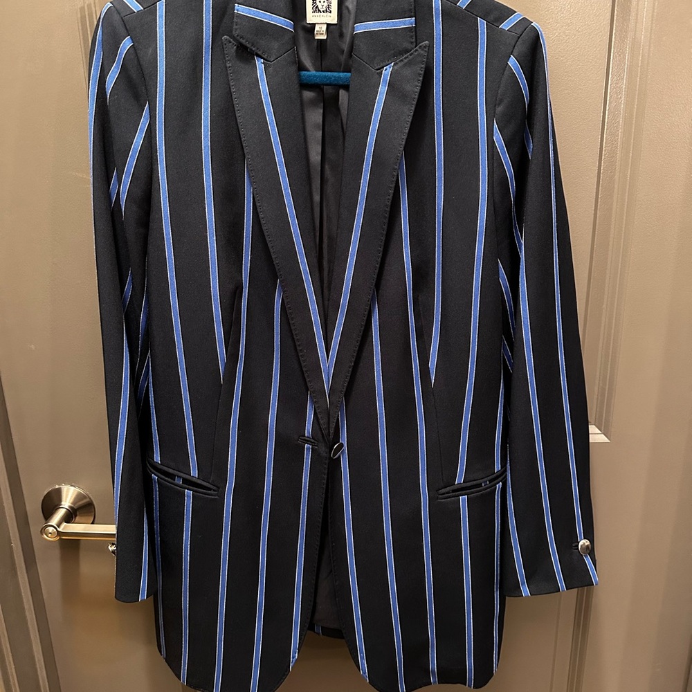Anne Klein Black Blazer with Blue Stripes